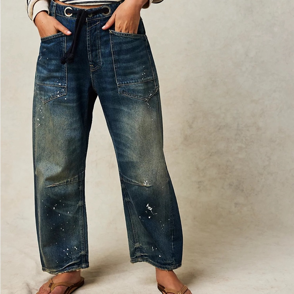 Free People Blue Wide Leg Jeans